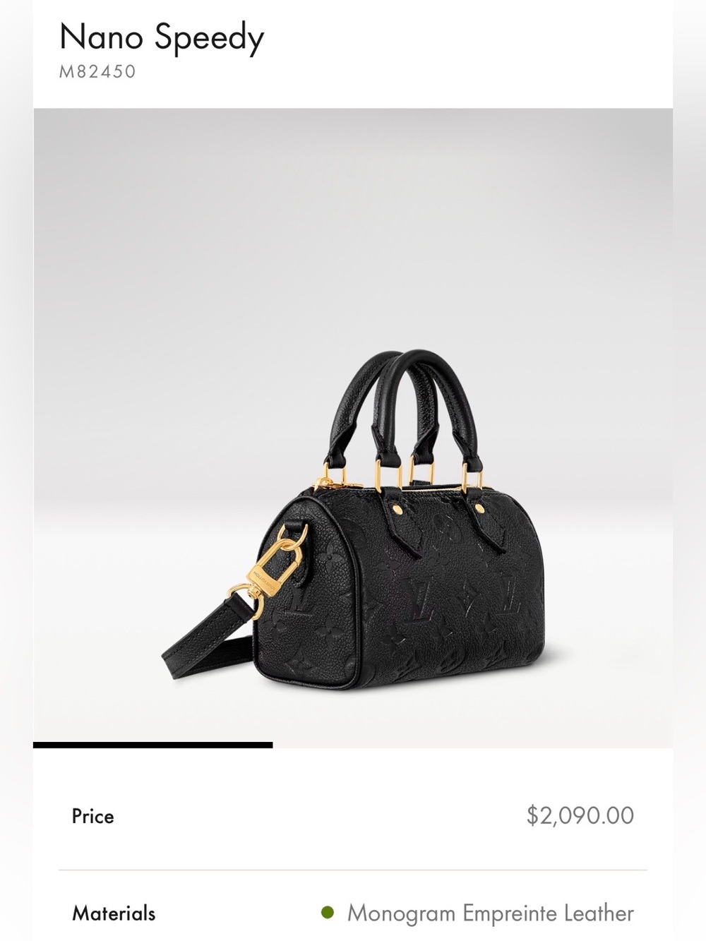 Louis Vuitton nano speedy monogram empreinte leather